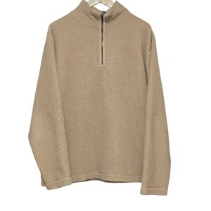 Dex Mens Beige Quarter-Zip Tedy Fleece Pull Over Sweater Size  Large